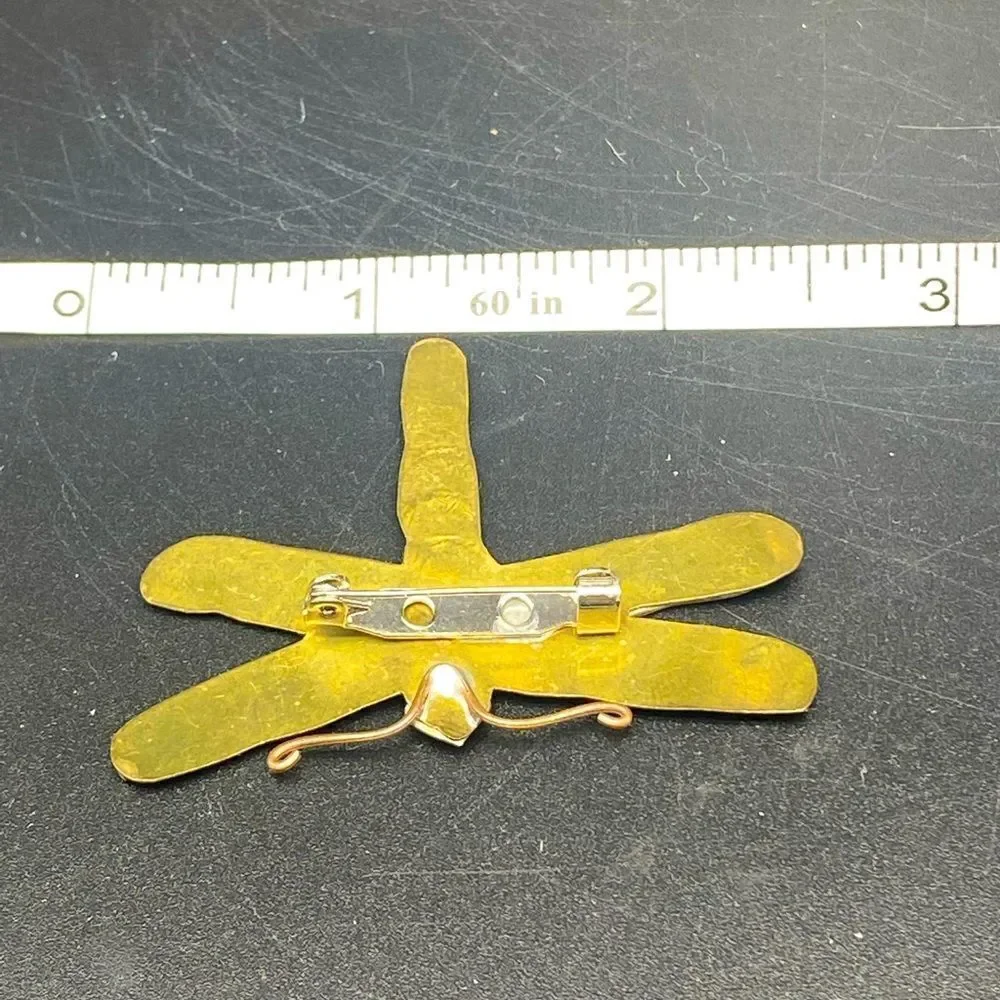 Ladies 2 1/4” wide thin brass butterfly brooch